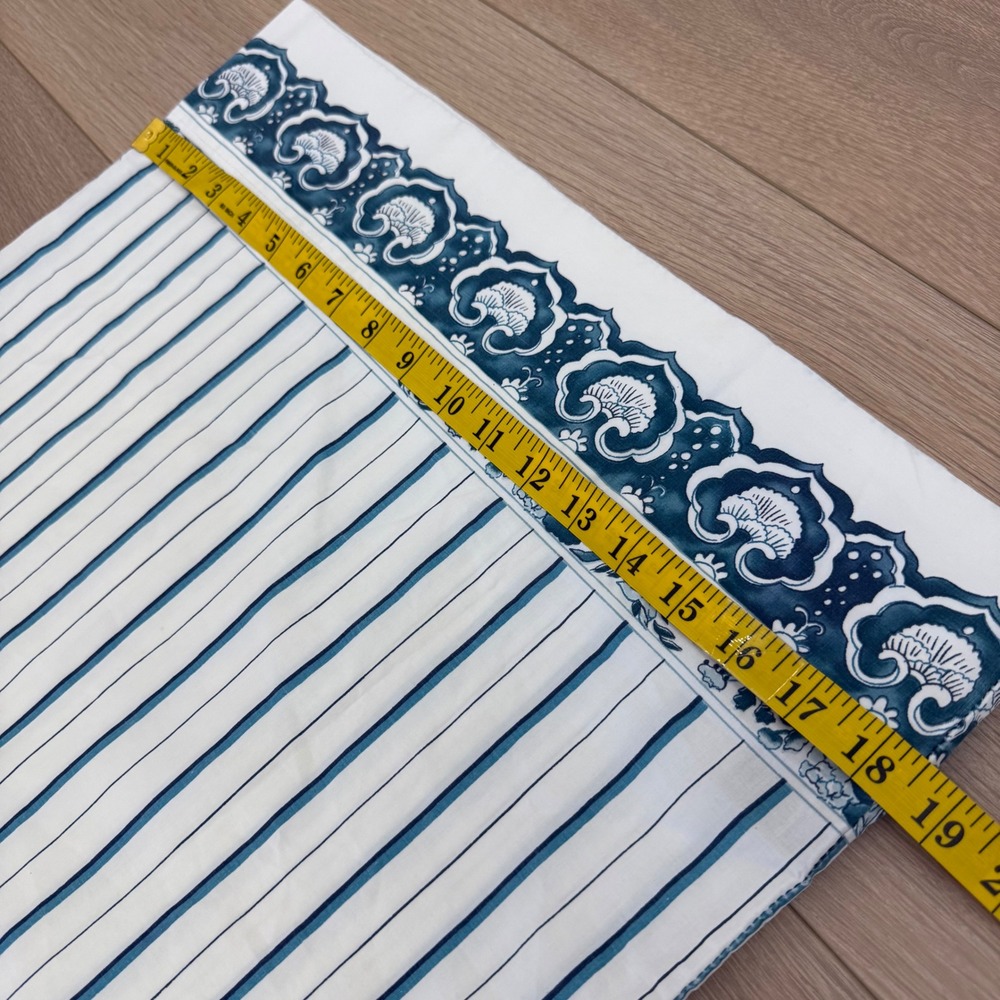 Vintage Ralph Lauren Blue White Striped Paisley Border Pillowcase Set of 2 USA - Picture 7 of 9